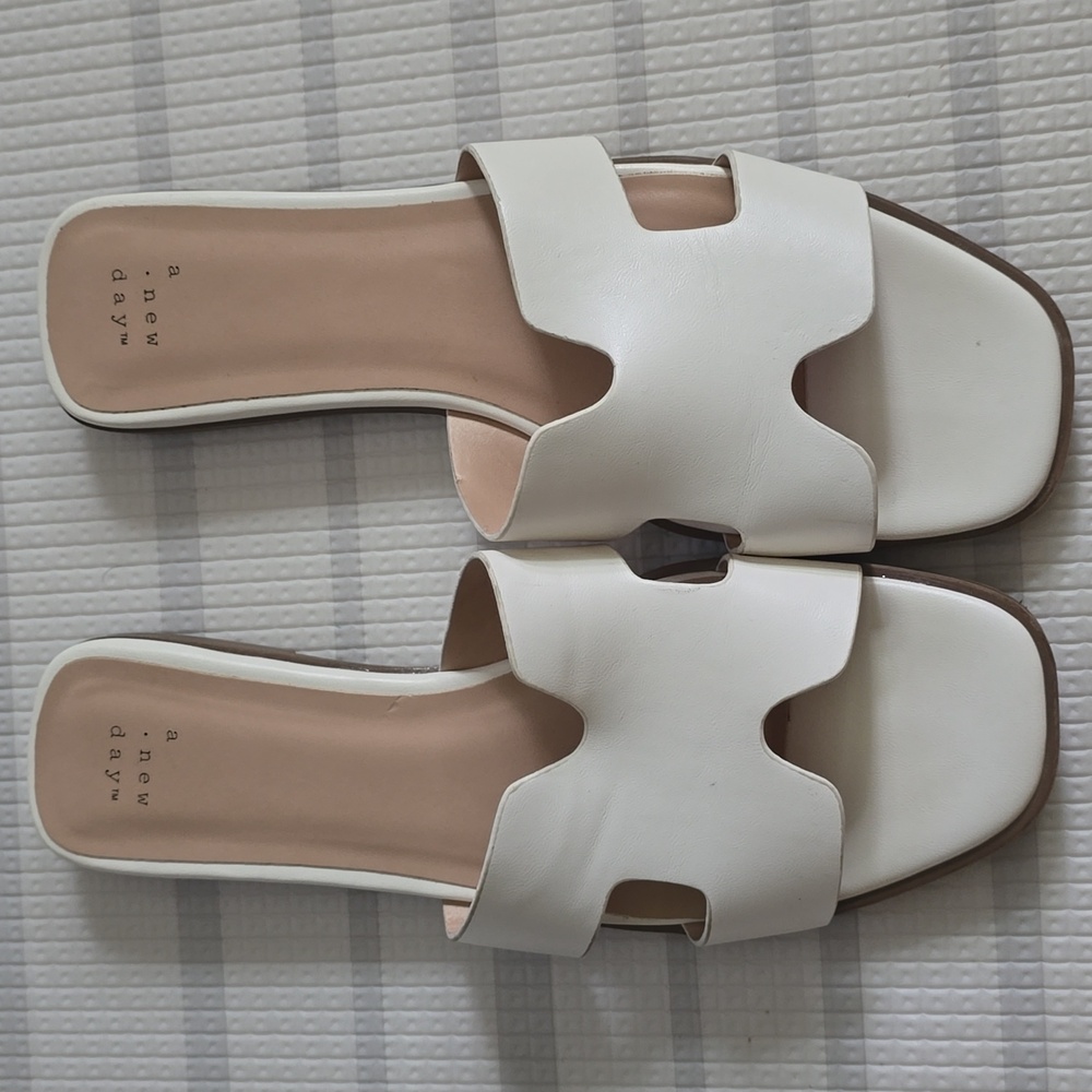 A New Day Women's Cream Slide Sandals Size 8 From Target
